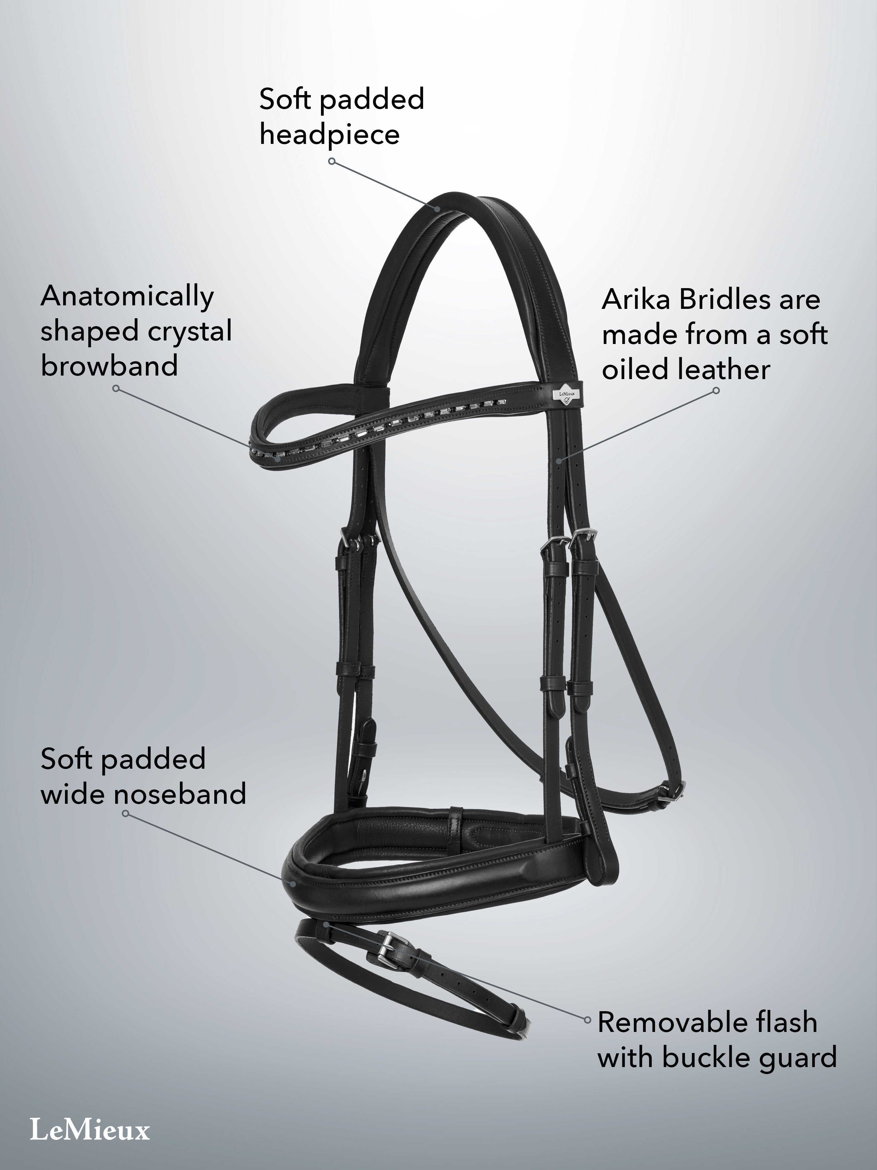 Arika Dressage Hoofdstel Zwart/Zilver
